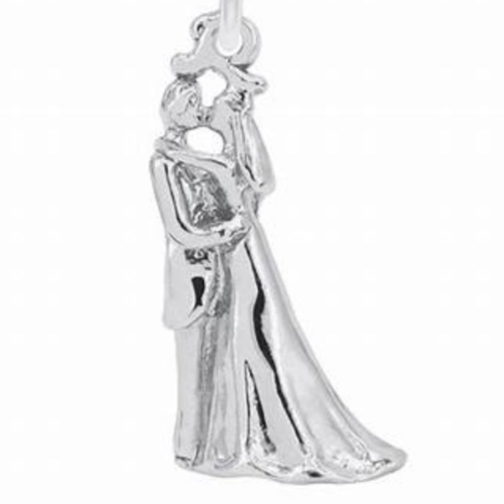 Sterling Silver Bride and Groom Charm Pendant Wedding Couple 925 SS